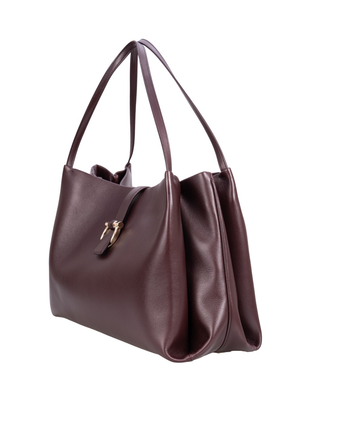 shop SALVATORE FERRAGAMO  Borsa: Salvatore Ferragamo tote bag (M).
Presenta un gioco di pieghe e soffietti laterali che evocano nelle linee la forma del giglio, simbolo della città di Firenze. 
Il Gancini parzialmente ricoperto sulla chiusura a ponte aggiunge una nota personalizzata ed elegante. 
L'interno è foderato on tone e completato da tasca zippata. 
Fondo morbido per una silhouette da adattare al corpo.
Luce tracolla: 24 cm.
Dimensioni: Altezza 26.0 CM  Lunghezza 38.0 CM  Profondità 17.0 CM.
Composizione: vitello.
Made in Italy.. 219804 TOTE M-777338 number 5557644